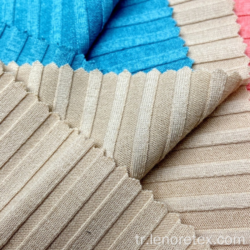 Polyester Rayon Spandex 6 * 6 Örgü Nervürlü Kumaş